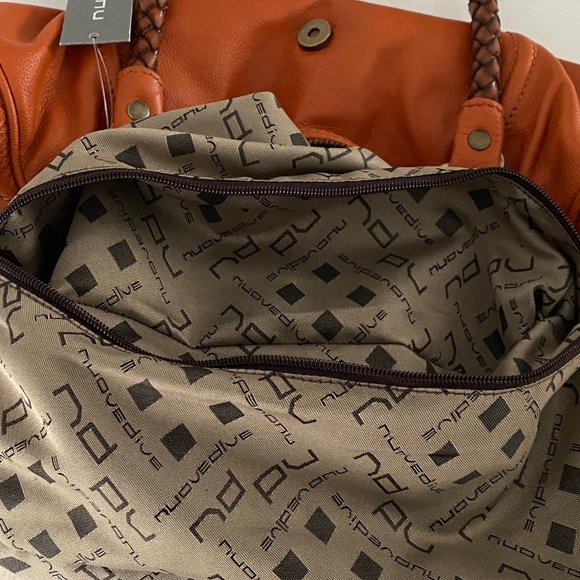 NEW Nuovedive Italian Leather Handbag with Braided Leather Handles - Picture 12 of 16